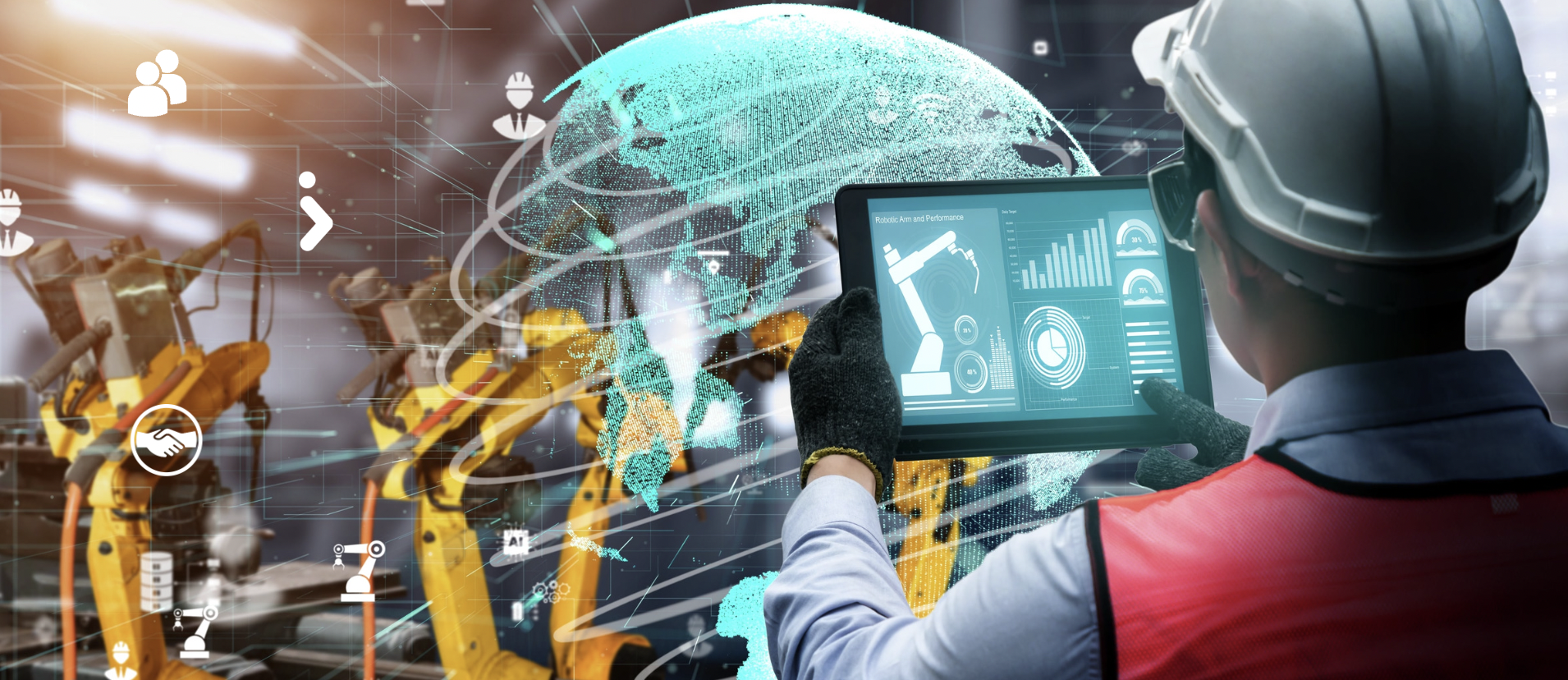 Un fabricant utilise une tablette tactile pour réaliser ses projets de construction.